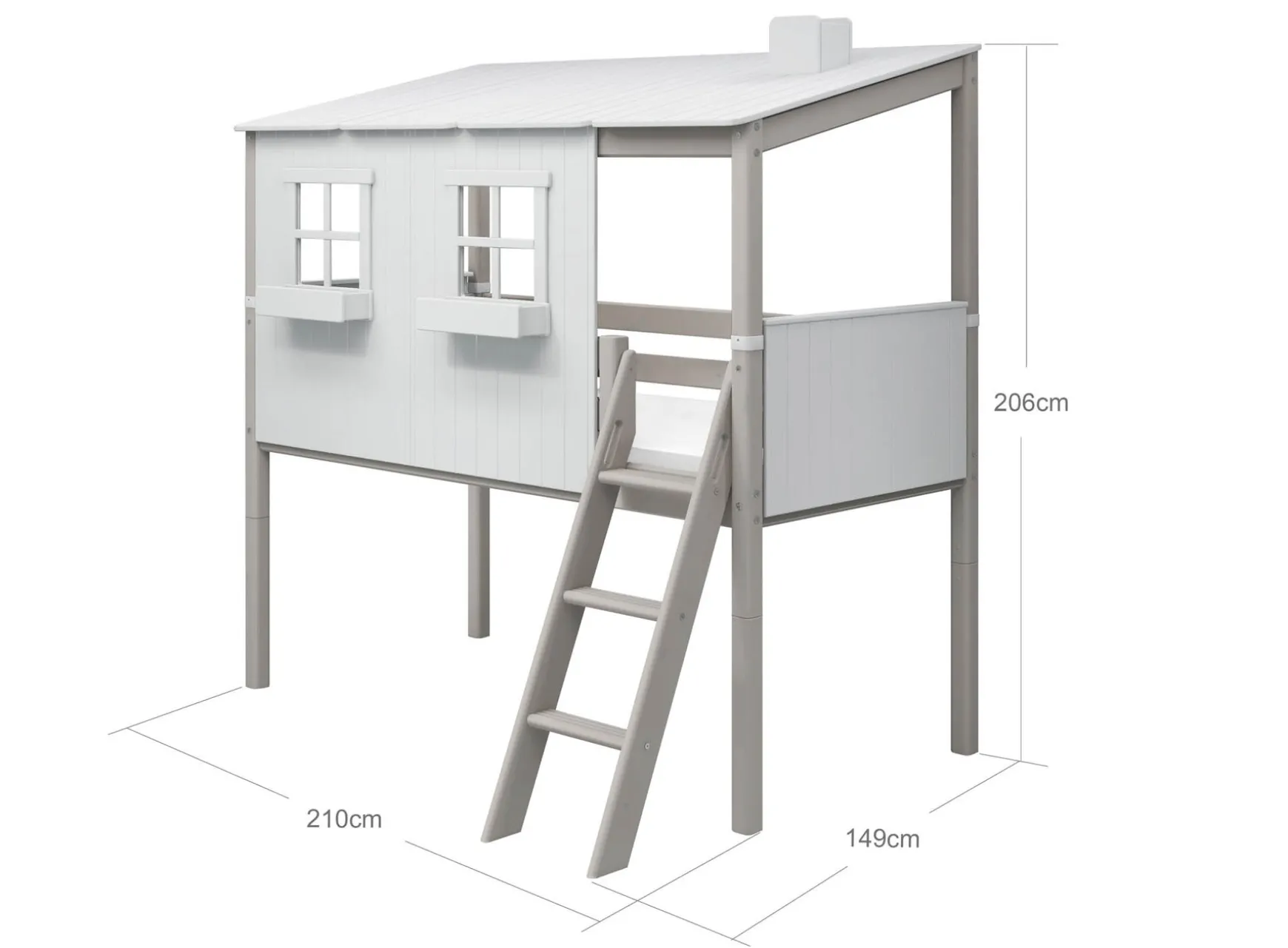 Halbhohes Bett mit Classic-Haus