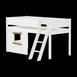 Halbhohes Bett mit Hausfronten, Schrägleiter und Absturzsicherung mit Rillen