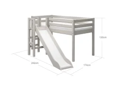 Halbhohes Bett mit Plattform und Rutsche