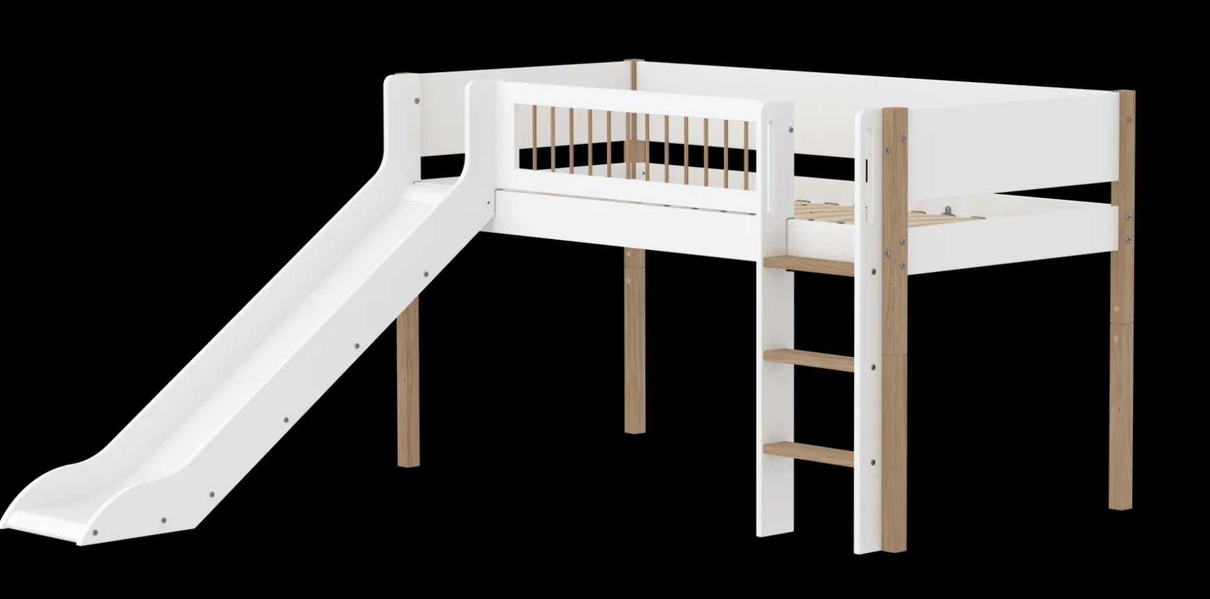 Halbhohes Bett mit Rutsche