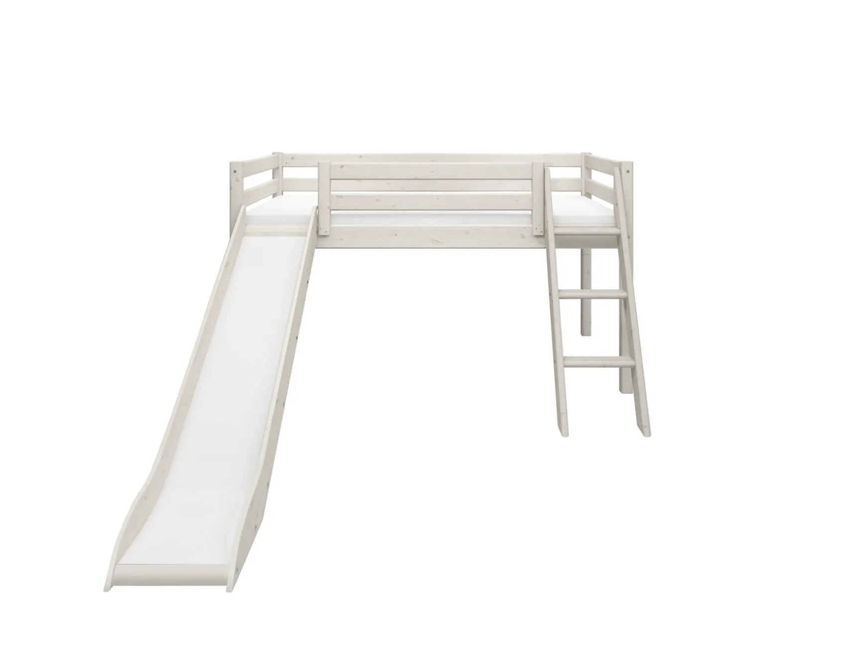 Halbhohes Bett mit Rutsche und Schrägleiter