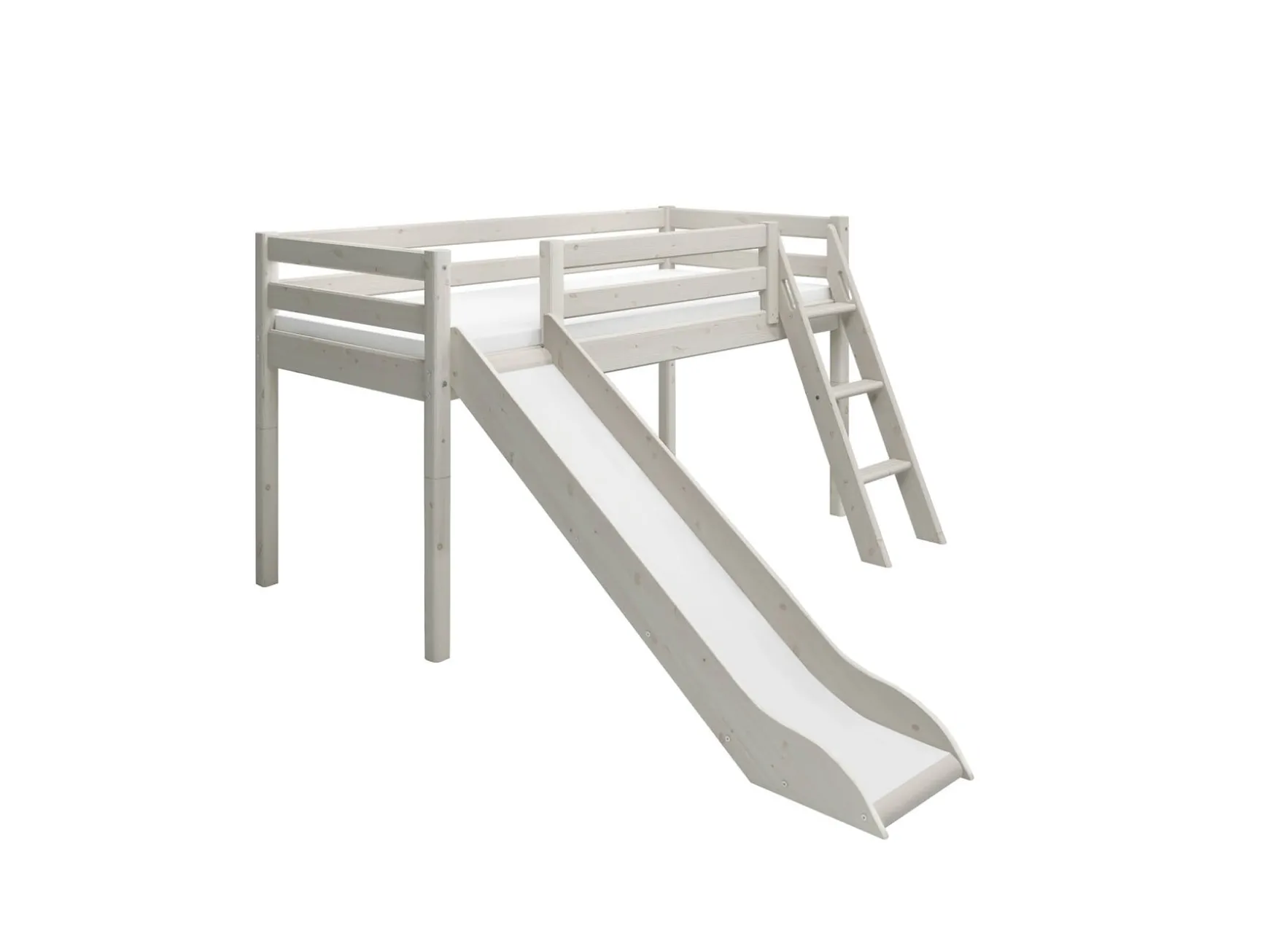 Halbhohes Bett mit Rutsche und Schrägleiter