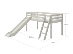Halbhohes Bett mit Rutsche und Schrägleiter