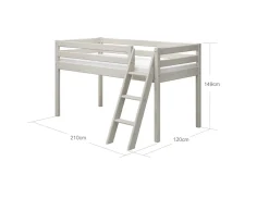 Halbhohes Bett mit Schrägleiter