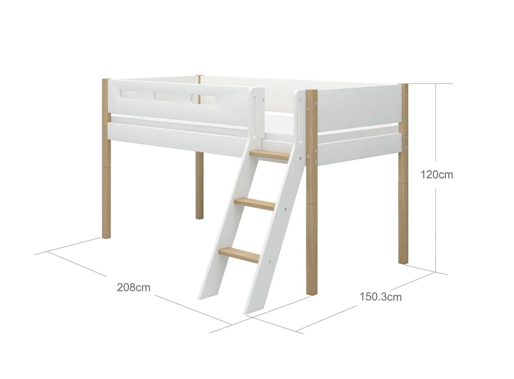 Halbhohes Bett mit Schrägleiter