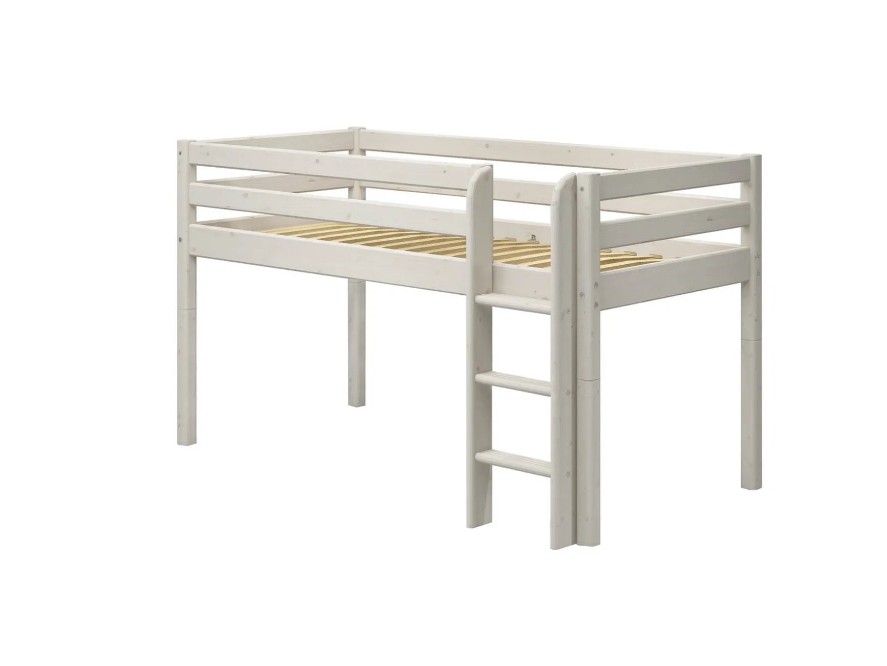 Halbhohes Bett mit senkrechter Leiter