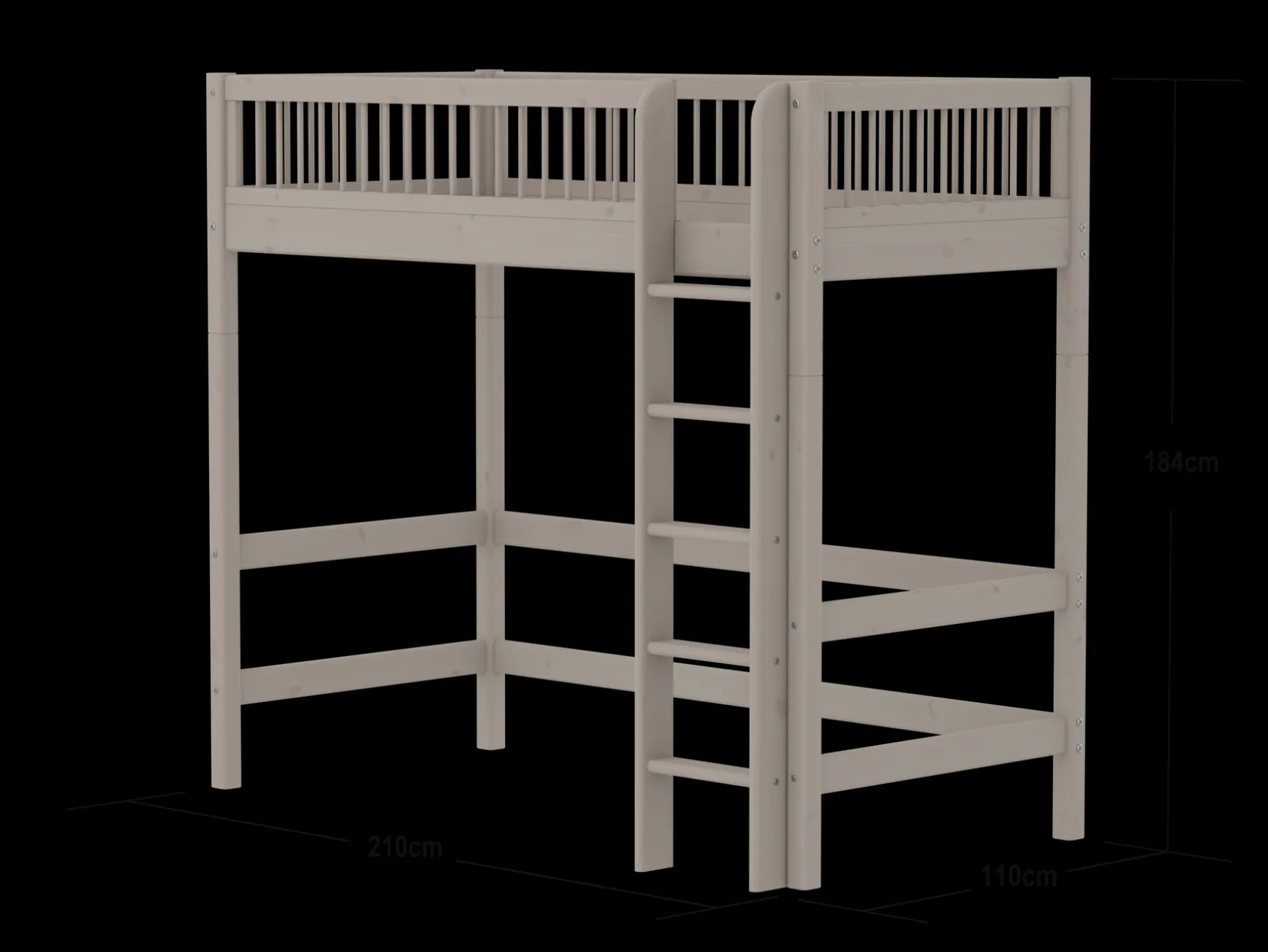 Hochbett mit senkrechter Leiter