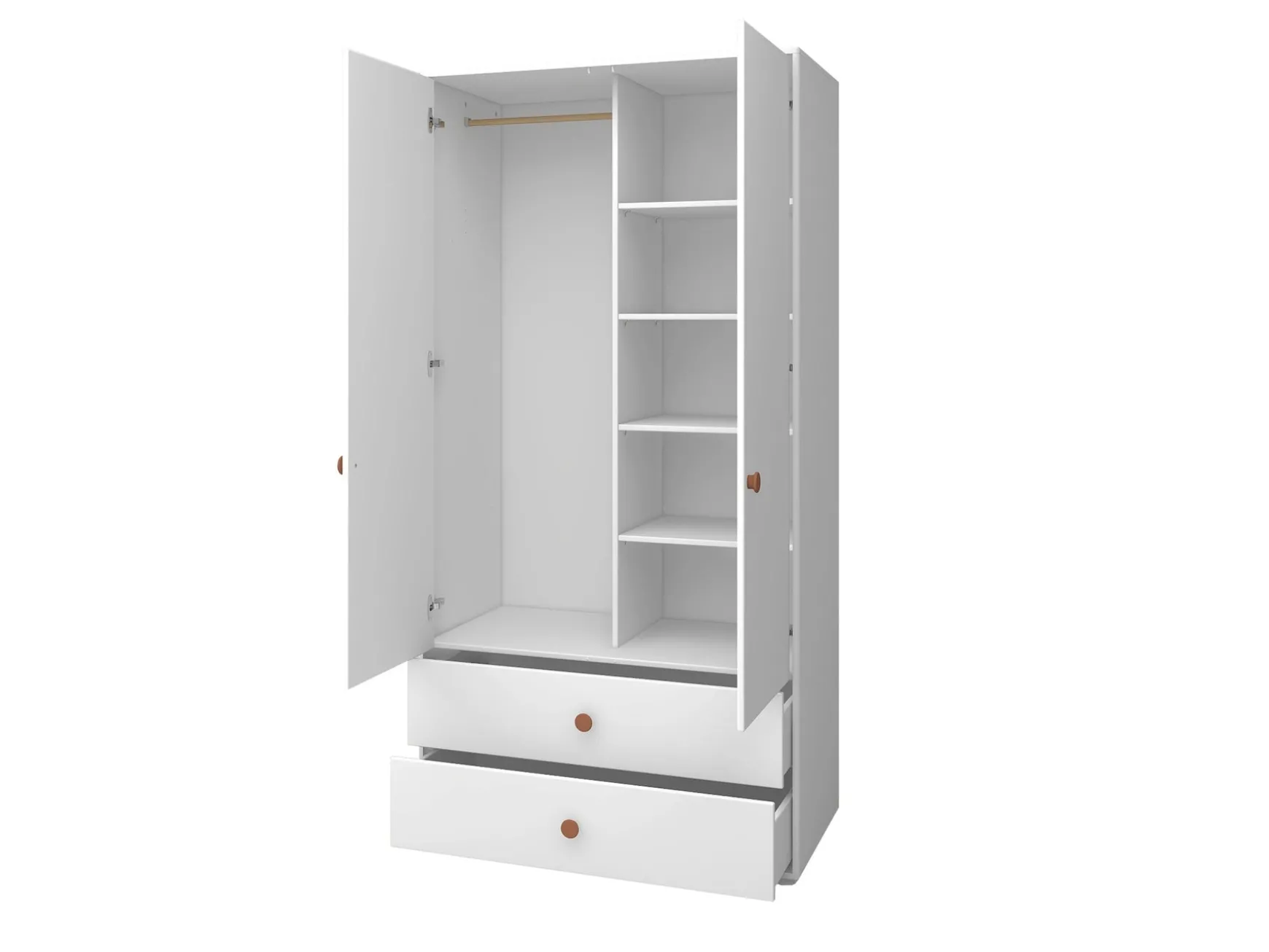 Kleiderschrank, 2 Türen + 2 Schubladen