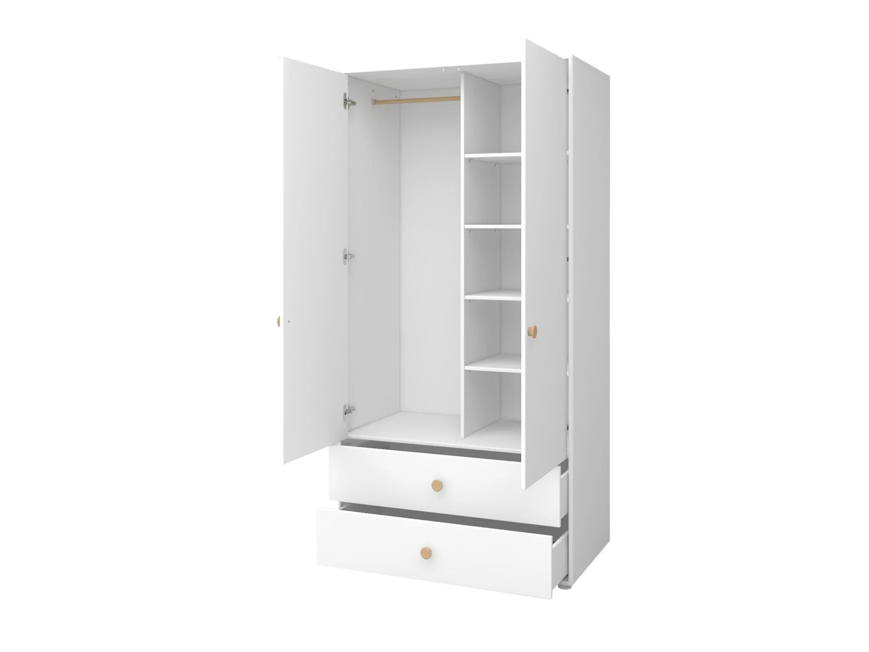 Kleiderschrank, 2 Türen + 2 Schubladen