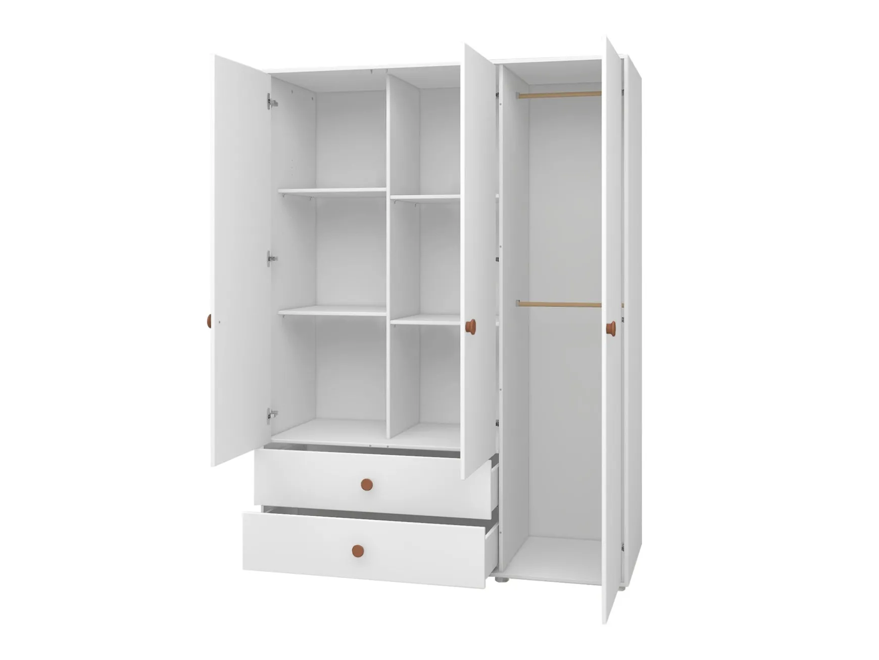 Kleiderschrank, 3 Türen + 2 Schubladen