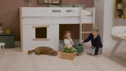 Mittelhohes Bett, gerade Leiter & Baumhaus-Bettenfronten, Holz