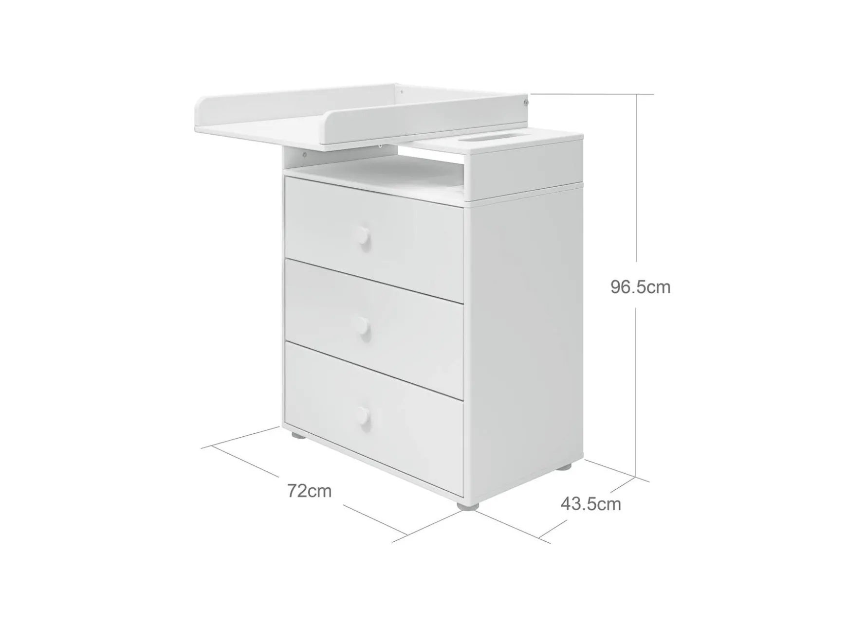Wickeltisch, 3 Schubladen